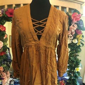Rusty orange boho peasant top